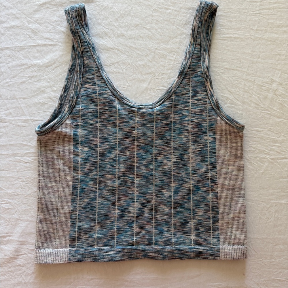 Free People Blue-Grey Patterned Ribbed Tank, size xs/s